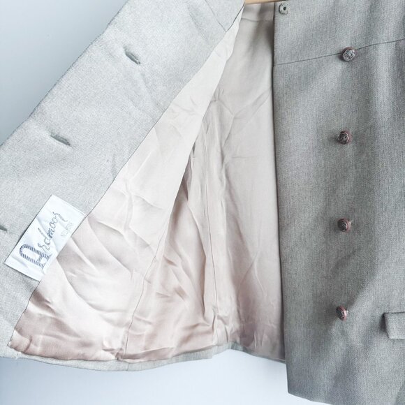 Vintage Katzman Light Beige Wool Fur Trim Winter Blazer Jacket Union Made S/M - Picture 7 of 13